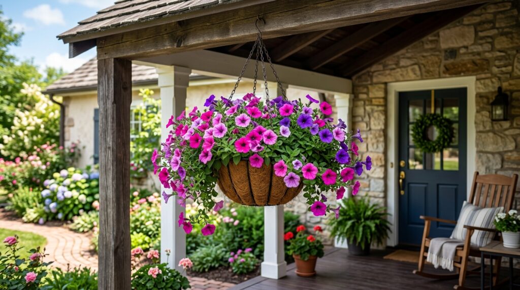 hanging basket front porch garden ideas for small yards