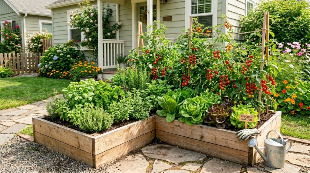 raised garden bed ideas for small front lawn spaces